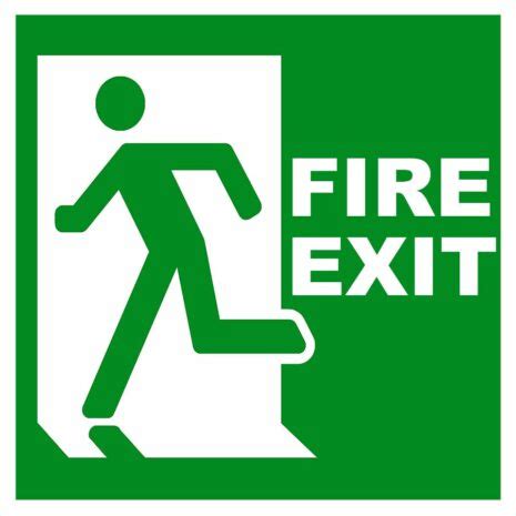 Fire Exit Sign Plastic - UV Printed 21x21cm Health And Safety Signage