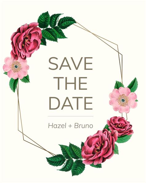 Save the date with floral | Premium PSD - rawpixel