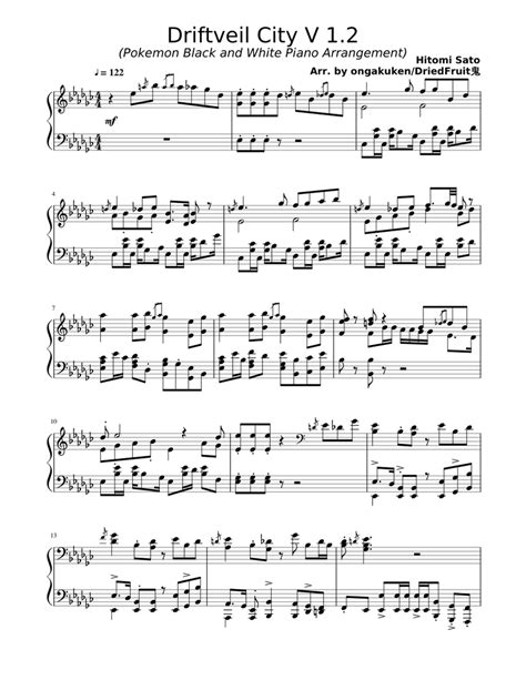 Driftveil City (Pokemon Black and White) Piano Arrangement Sheet music for Piano (Solo ...