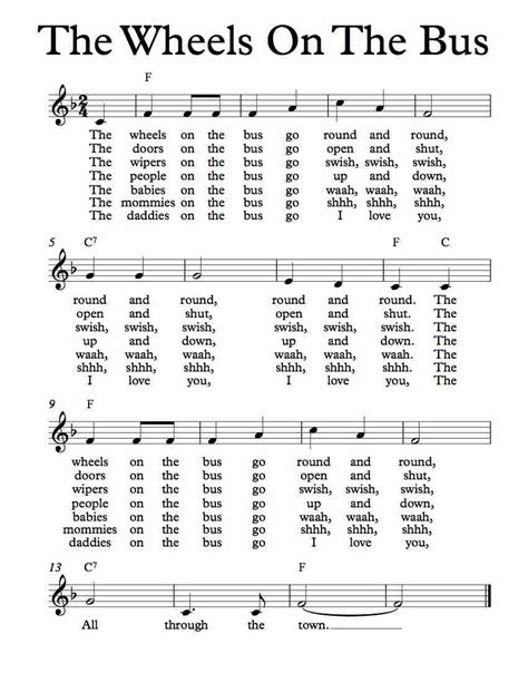 Free Lead Sheet - The Wheels On The Bus