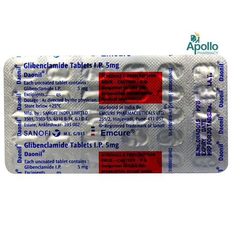 Daonil Tablet 30's Price, Uses, Side Effects, Composition - Apollo Pharmacy