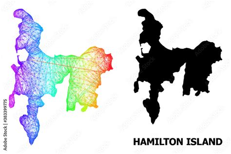 Network and solid map of Hamilton Island. Vector structure is created ...