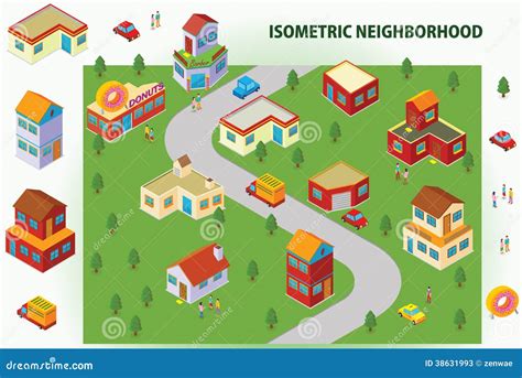 Neighborhood Isometric Cartoon Vector | CartoonDealer.com #18283375