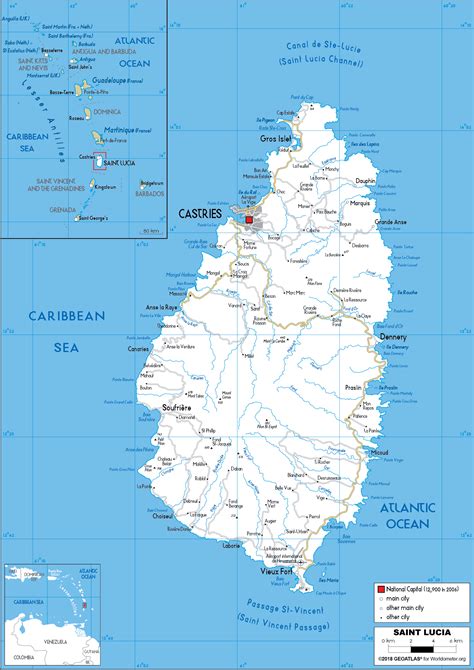 Large size Road Map of Saint Lucia - Worldometer