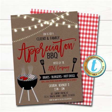 Client Appreciation BBQ Party Invitation Template | Bbq party invitations, Party invite template ...