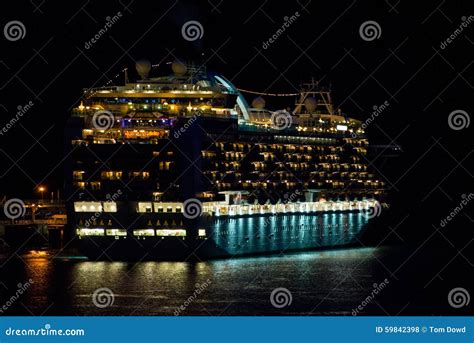 Cruise ship at night stock photo. Image of travel, reflection - 59842398