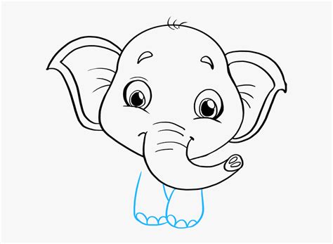 How To Draw Baby Elephant - Draw A Baby Elephant Face, HD Png Download , Transparent Png Image ...