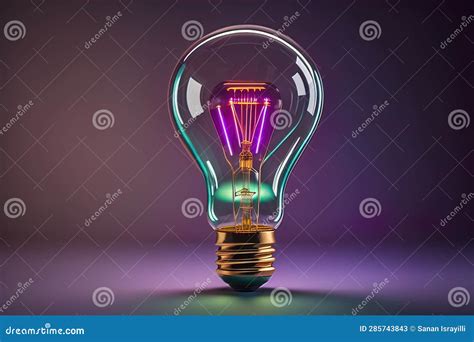 Glowing Glass Light Bulb on Dark Background. Ai Generative Stock Image - Image of power ...