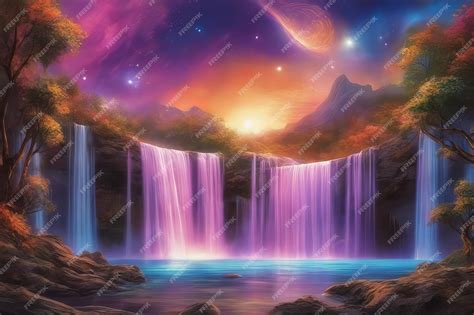 Premium AI Image | 3D Waterfall wallpaper