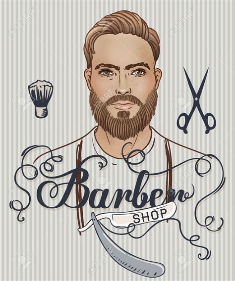 Hipster barber shop business card design template. vector illustration. - 43448265 Business Card ...
