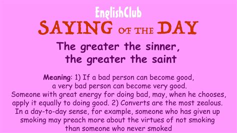 The greater the sinner, the greater the saint | Vocabulary | EnglishClub