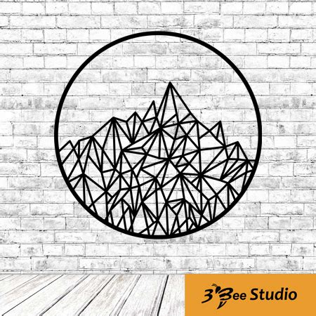 Geometric mountains wall art plan vector file OP for Laser and CNC - 3bee-studio