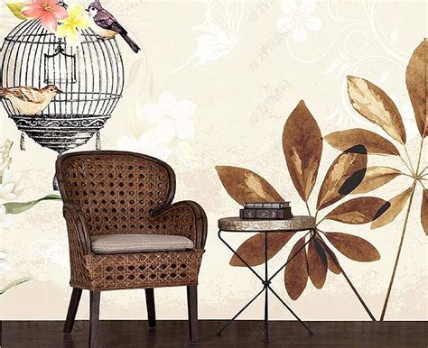 Removable Waterproof 3D - Bird Cage Flower and Bird Idyllic Retro - Decoration Bedroom Tv Wall ...