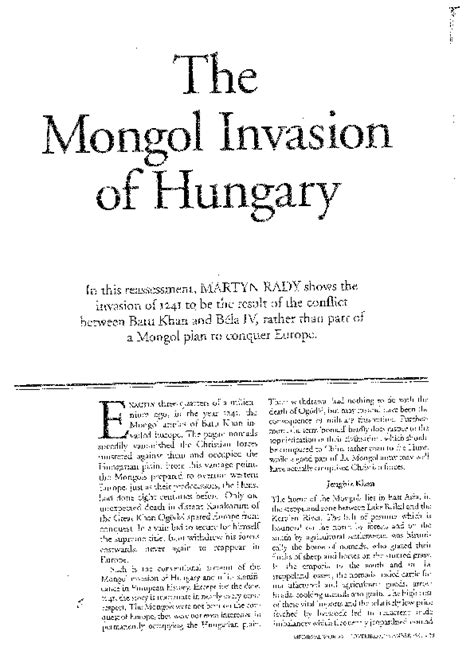 (PDF) The Mongol Invasion of Hungary | Martyn Rady - Academia.edu