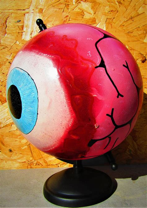 Hand painted custom eyeball guts and goo desk globe Sculpture Figurines ...