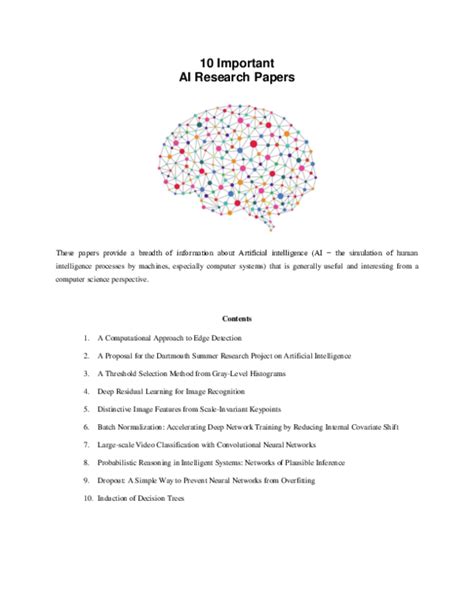 (PDF) 10 Important AI Research Papers | Manjunath R - Academia.edu