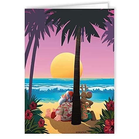 Personalized Tropical Sunset Christmas Card - 24 Custom Beach Christmas ...