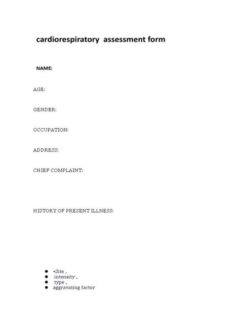 cardiorespiratory assessment form