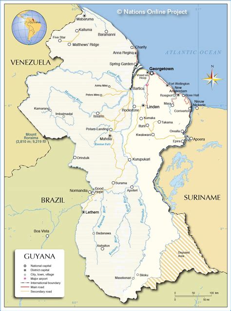 Carte du Guyana - Plusieurs cartes du pays (villes, géographique...)