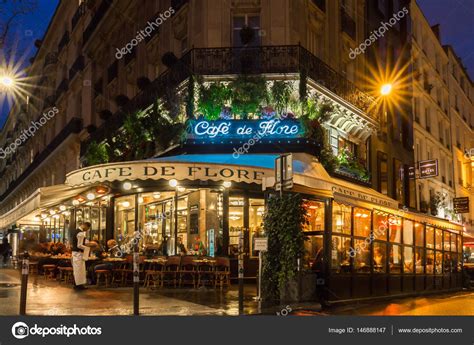 The famous cafe de Flore at night, Paris, France. – Stock Editorial ...