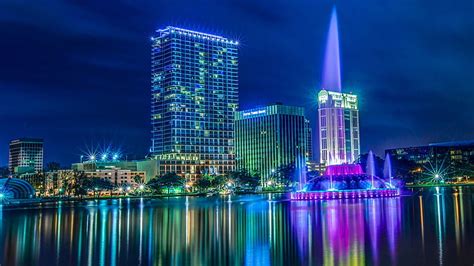 HD wallpaper: skyline, florida, orlando, united states, lake eola park, water | Wallpaper Flare