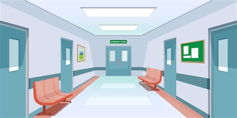 Premium Vector | Hospital hallway room illustration