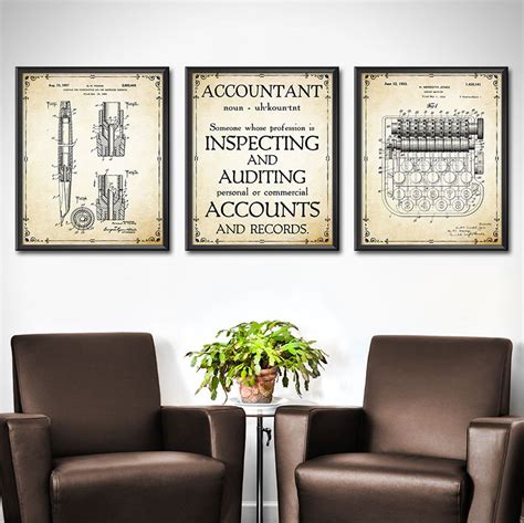 Accountant Gift Accountant Wall Art Decor Set of 3 Accounting Book ...