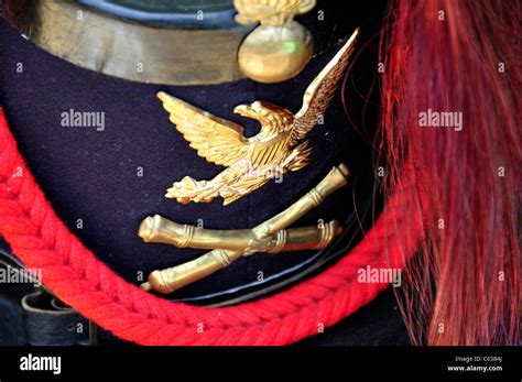 Close up of insignias on the shako of a Civil War Era Union Army Artillery shako Stock Photo - Alamy