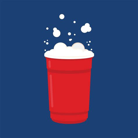 Plastic cups vector. Red Beer Pong plastic cups with ball. Traditional ...