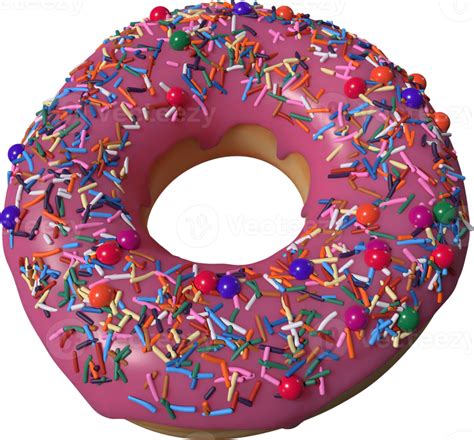 Pink Donut with Sprinkles 3D Illustration 10286287 PNG