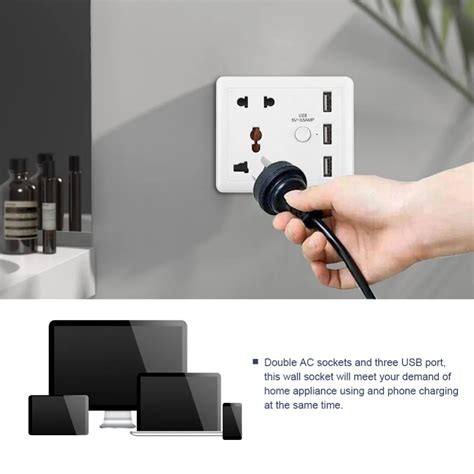 Home Travel USB Wall Socket Charger Power Outlet with Three USB Port ...