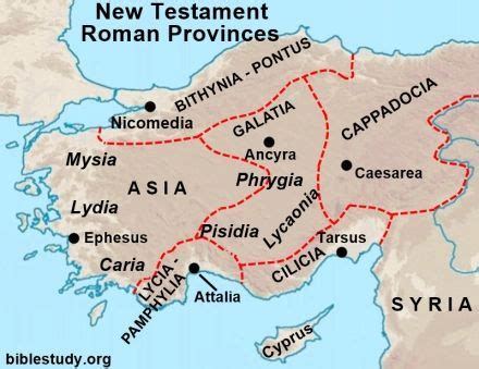 Galatia - Roman Provinces in New Testament Map