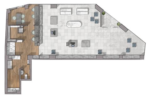 Pharmacy floor plan rendering | Floor plans, Rendered floor plan ...