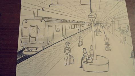 Perspective Drawing of Railway Station