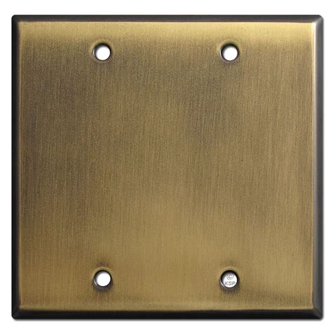 Double Blank Wall Plate Covers - Antique Brass | Kyle Switch Plates