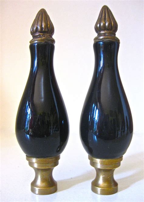 Antique Black Porcelain and Brass Lamp Finials | Lamp finial, Brass ...