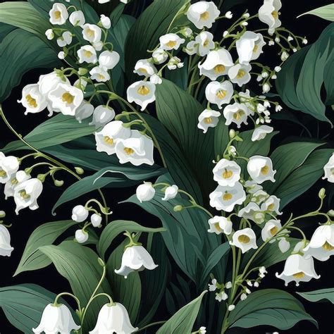 Premium AI Image | Hyperdetailed white lily of the valley pattern on a ...