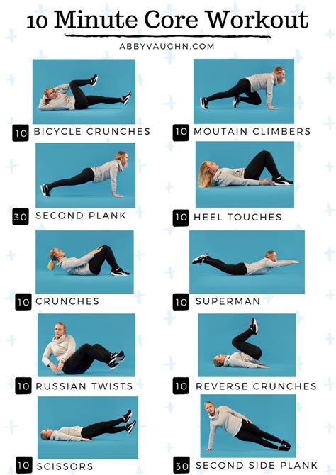 10 Minute Core Workout | Core workout, Workout, Short torso abs