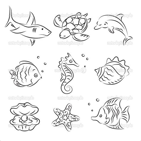 The best free Sea animals drawing images. Download from 17140 free drawings of Sea animals at ...