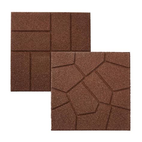 Rubberific 16 in. x 16 in. Brown Dual-Sided Rubber Paver (9-Pack ...