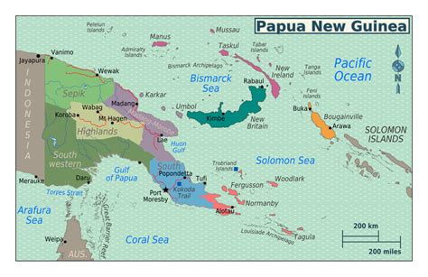 Large regions map of Papua New Guinea | Papua New Guinea | Oceania ...