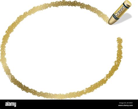 Vector Hand-Drawn Gold Oval Crayon Texture Frame Isolated On A White ...