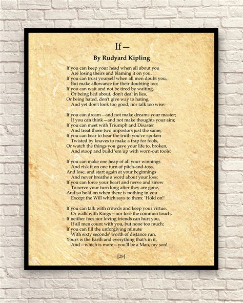 If Poem Rudyard Kipling Poem Custom Poem Poem Art Print