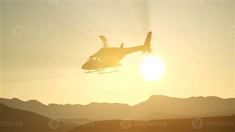 extreme slow motion flying helicopter and sunset sky 5852762 Stock ...