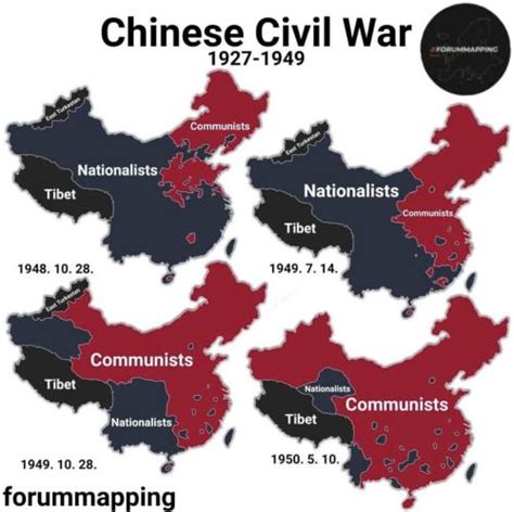 Chinese Civil War, 1927-1949. – @mapstories on Tumblr