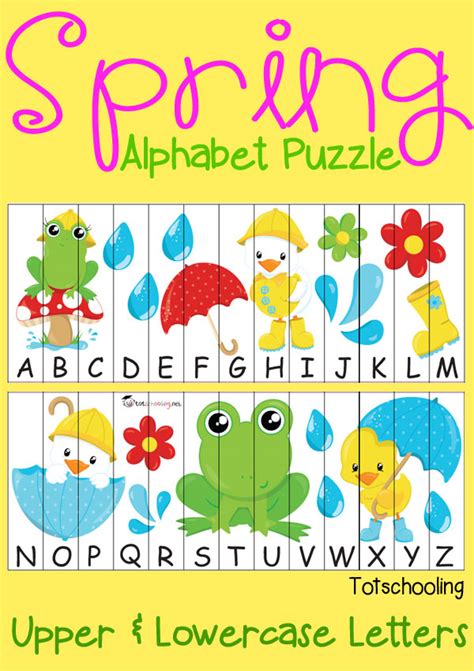 Free Spring Alphabet Puzzle | Totschooling - Toddler, Preschool, Kindergarten Educational Printables