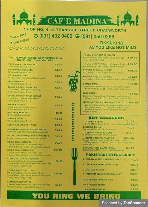 Menu at Cafe Medina, Durban, Shop No. 4