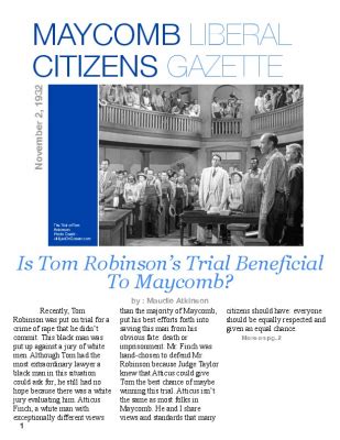 Is Tom Robinson’s Trial Beneficial To Maycomb? — Science Leadership Academy @ Center City