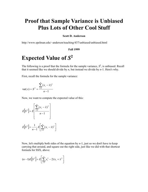 Proof that Sample Variance is Unbiased