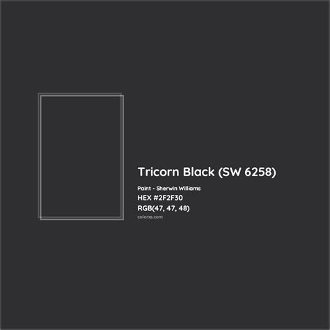 Sherwin Williams Tricorn Black (SW 6258) Paint color codes, similar ...